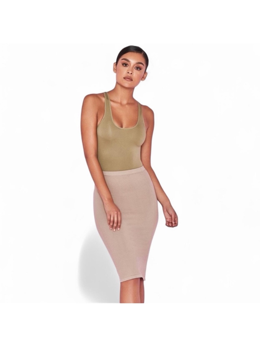 House of CB Olive Scoop Neck Tank Bodysuit